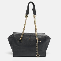 Aigner Black Leather Charm Chain Tote 1204743