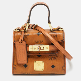 MCM Cognac Visetos Coated Canvas X Mini Hertiage Top Handle Bag 1204558