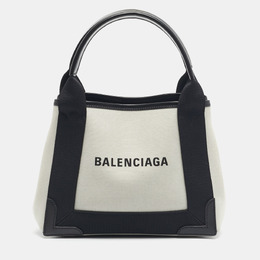 Balenciaga Black/Off White Canvas and Leather XS Cabas Tote 1204583