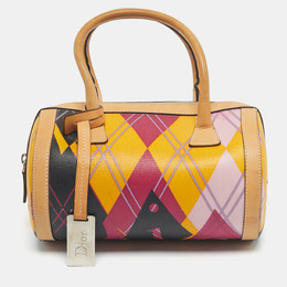 Christian Dior Multicolor Coated Canvas and Leather Argyle Boston Bag 1204369