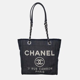Chanel Mini Deauville Navy Blue Canvas Tote Bag 1204487