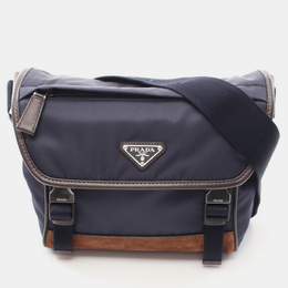 Prada Tessuto Camoscio Navy/Brown Nylon Leather Suede Shoulder Bag 1204308