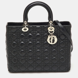 Christian Dior Black Cannage Leather Large Lady Christian Dior Tote 1201626