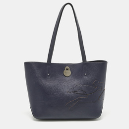 Longchamp Navy Blue Leather Shop it Shopper Tote 1204344