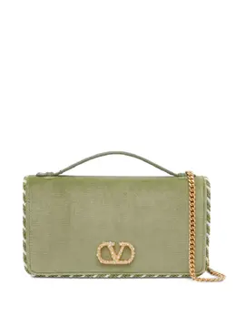 Valentino Garavani small VLogo Signature velvet clutch bag 31771188