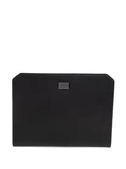 Emporio Armani logo-plaque leather clutch bag 31578757