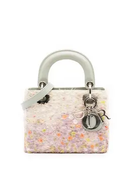 Christian Dior 2013 Mini Ruffled Floral Fabric Embellished Lambskin Lady Dior satchel 31886652