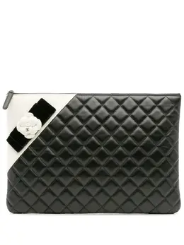 Chanel 2016-2017 Large Quilted Lambskin Camellia O Case clutch bag 31885932