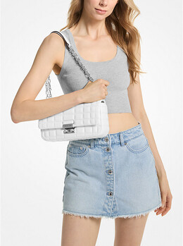Сумка Michael Kors Tribeca Large Quilted Leather Shoulder, белый 30r4s1sl3l | optic white