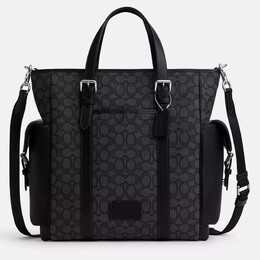 Coach Sprint Black signature jacquard Canvas Tote Bag 1205037
