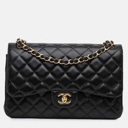 Chanel Classic Double Flap Jumbo Black Lambskin Shoulder Bag 1204802