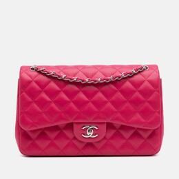 Chanel Classic Double Flap Jumbo Pink Lambskin Shoulder Bag 1204798