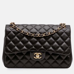 Chanel Classic Double Flap Jumbo Black Lambskin Shoulder Bag 1204778