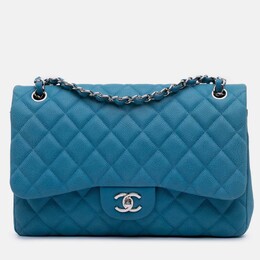 Chanel Classic Double Flap Jumbo Blue Caviar Shoulder Bag 1204768
