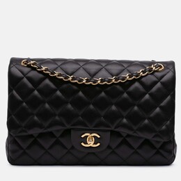 Chanel Classic Double Flap Jumbo Black Lambskin Shoulder Bag 1204774