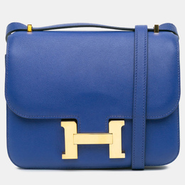 Hermes 18 Constance Blue Swift Leather Shoulder Bag 1204757