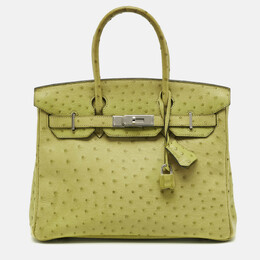 Hermes Vert Anis Ostrich Palladium Finish Birkin 30 Bag 1198640
