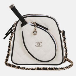 Chanel 23C Coco Master Racket White Canvas Leather Mini Bag 1204474