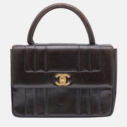 Chanel Vintage Vertical Black/Brown Lambskin Tote GHW 1204470
