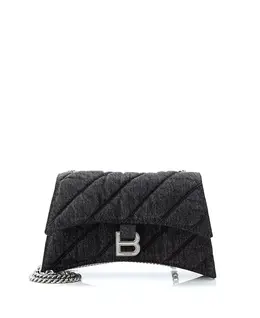 Сумка через плечо Small Crush с цепочкой, стеганая из денима Pre-Owned Balenciaga, черный 22841747 | black
