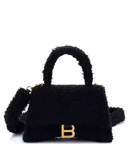 Маленькая пушистая сумка с ручкой в ​​виде песочных часов из меха Pre-Owned Balenciaga, черный 22122294 | black
