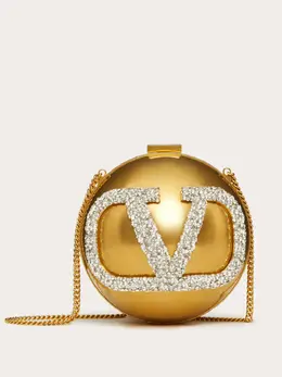 Клатч с кристаллами и логотипом VLogo Signature Valentino Garavani, золотой 17528901 | золотистый