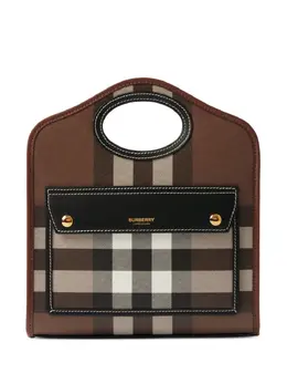 Клетчатая сумка-тоут размера мини Burberry, коричневый 20452282 | коричневый