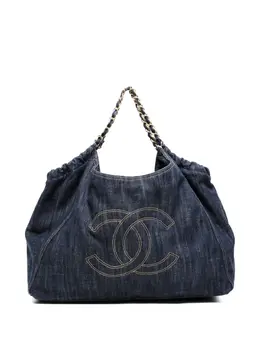 Chanel 2007-2008 CC Mark denim tote bag 31795778