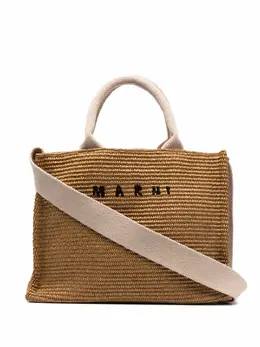 Плетеная сумка-тоут с логотипом Marni, коричневый 17831792 | коричневый