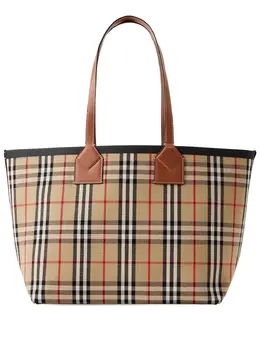Клетчатая сумка-тоут London среднего размера Burberry, коричневый 19845946 | коричневый