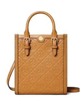 Сумка-тоут размера мини с монограммой T Tory Burch, коричневый 24757513 | коричневый