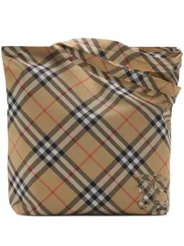 Сумка-тоут в клетку Burberry, коричневый 24785186 | коричневый