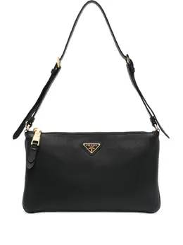 Сумка через плечо с застежкой-молнией и логотипом Prada, коричневый 30684424 | коричневый