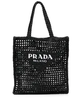 Плетеная сумка на плечо с логотипом Prada, черный 16976597 | черный
