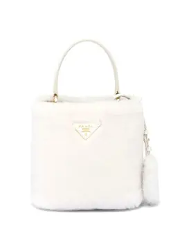 Сумка-тоут Mini Panier из овчины Prada, белый 19467499 | белый