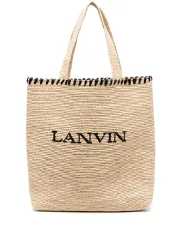 Сумка-тоут из рафии с вышитым логотипом Lanvin, нейтральный 20896802 | нейтральные цвета