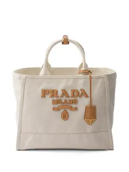 Большая сумка-тоут с логотипом Prada, нейтральный 23048904 | нейтральные цвета