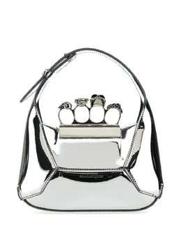 Мини-сумка Jewelled Hobo с эффектом металлик Alexander McQueen, серебяный 19352300 | серебристый