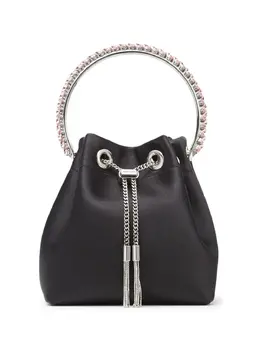 Атласная сумка Bon Bon с кристаллами Jimmy Choo, черный 18341856 | черный