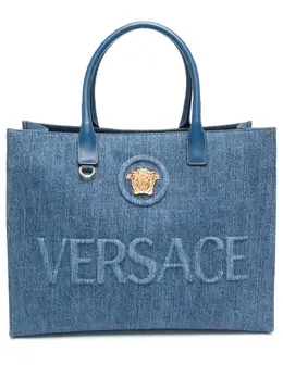 Джинсовая сумка-тоут с декором Medusa Versace, черный 17997494 | черный