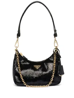 Мини-сумка Re-Nylon с пайетками Prada, черный 21291926 | черный