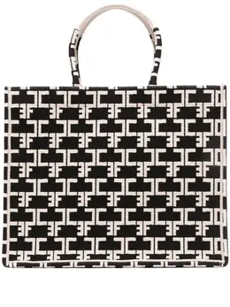 Большая сумка-тоут с монограммой Elisabetta Franchi, черный 21509261 | черный