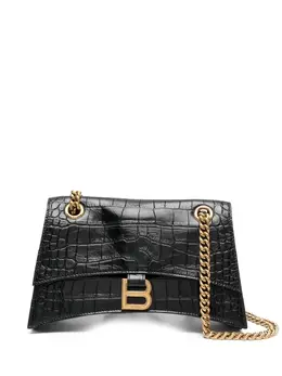 Маленькая сумка на плечо Crush с тиснением под крокодила Balenciaga, черный 18945293 | черный