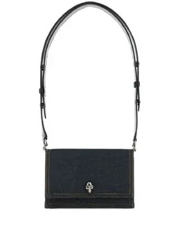 Маленькая джинсовая сумка на плечо с декором Skull Alexander McQueen, синий 20085392 | синий
