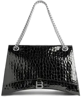 Сумка на плечо Crush с тиснением под кожу крокодила Balenciaga, черный 22136844 | черный