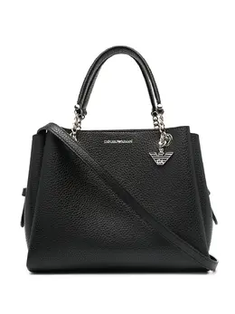 Сумка-тоут из зернистой кожи с цепочкой Emporio Armani, черный 16073429 | черный