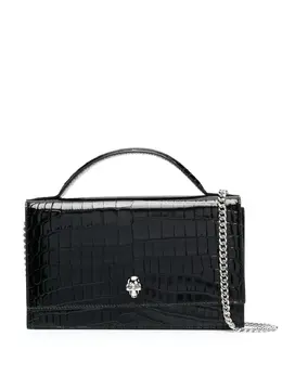 Сумка на плечо с тиснением под кожу крокодила Alexander McQueen, черный 19373547 | черный