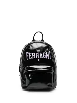 Лакированный рюкзак с нашивкой-логотипом Chiara Ferragni, черный 20239352 | черный