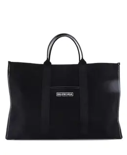 Большая сумка-тоут из холста с крупной фурнитурой Pre-Owned Balenciaga, черный 21481607 | black