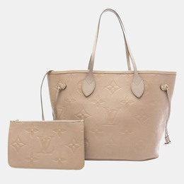Louis Vuitton Neverfull MM Beige Monogram Empreinte Leather Tote Bag 1205548